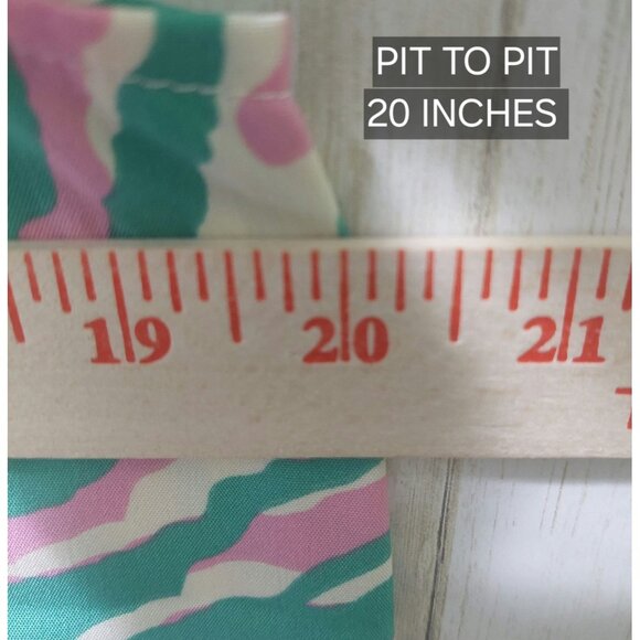 NWT Voy Green/Pink Zebra-Stripe Flutter Sleeve Blouse~Tie Back~SMALL - Picture 6 of 9